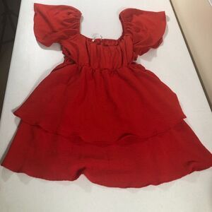 Altar'd State Mini Dress Red Medium‎ Side Cutouts Tiered Crinkle Fabric Romantic